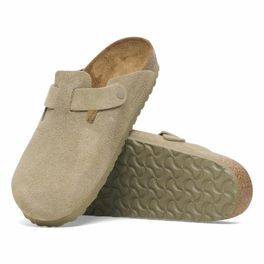Birkenstock Boston Daim Kaki – Sabots Faded Khaki Automne