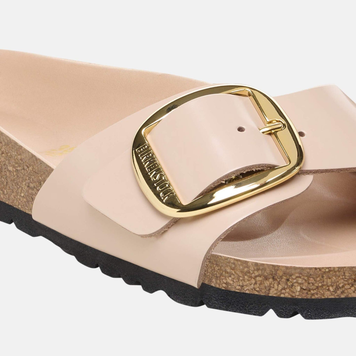 Birkenstock Madrid Big Buckle Verni Beige/Or – Mules Grande Boucle