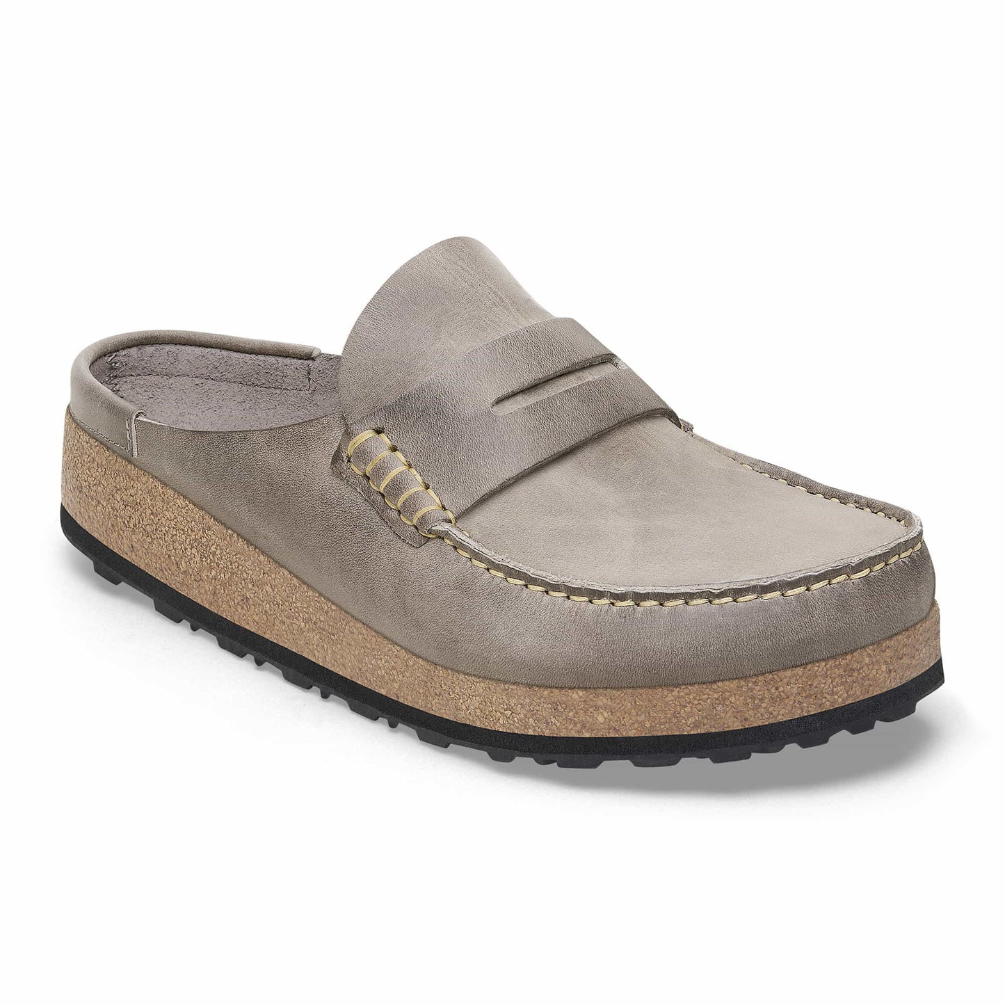 Birkenstock Naples Cuir Iron – Sabots Gris Métal Mode