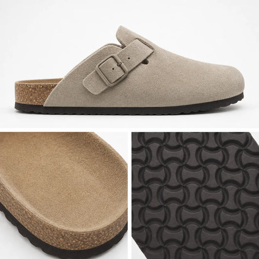 Sabots Femme Daim Taupe – Semelle Anatomique Liège