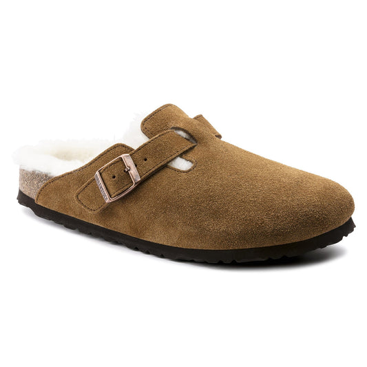 Birkenstock Boston Fourré Mink – Sabots Daim Laine Shearling