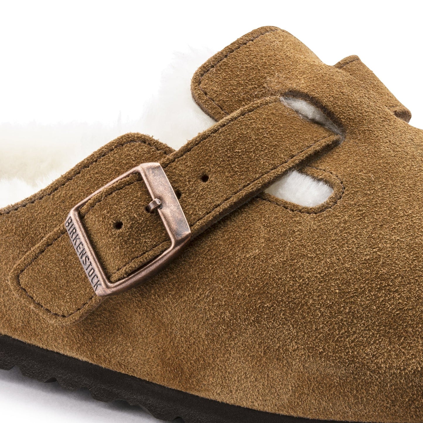 Birkenstock Boston Fourré Mink – Sabots Daim Laine Shearling
