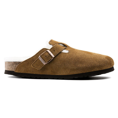 Birkenstock Boston Fourré Mink – Sabots Daim Laine Shearling