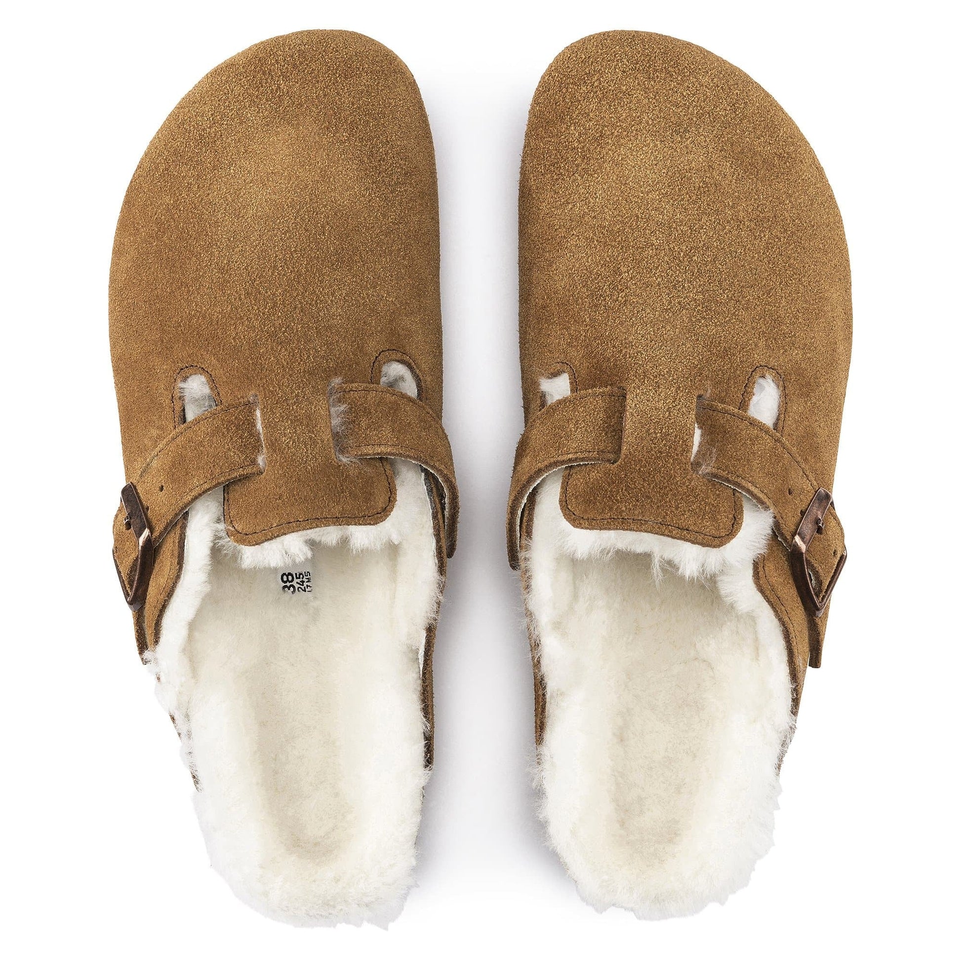 Birkenstock Boston Fourré Mink – Sabots Daim Laine Shearling