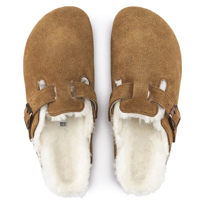 Birkenstock Boston Fourré Mink – Sabots Daim Laine Shearling