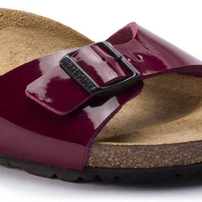Birkenstock Madrid Verni Bordeaux Port – Mules Une Bride Femme