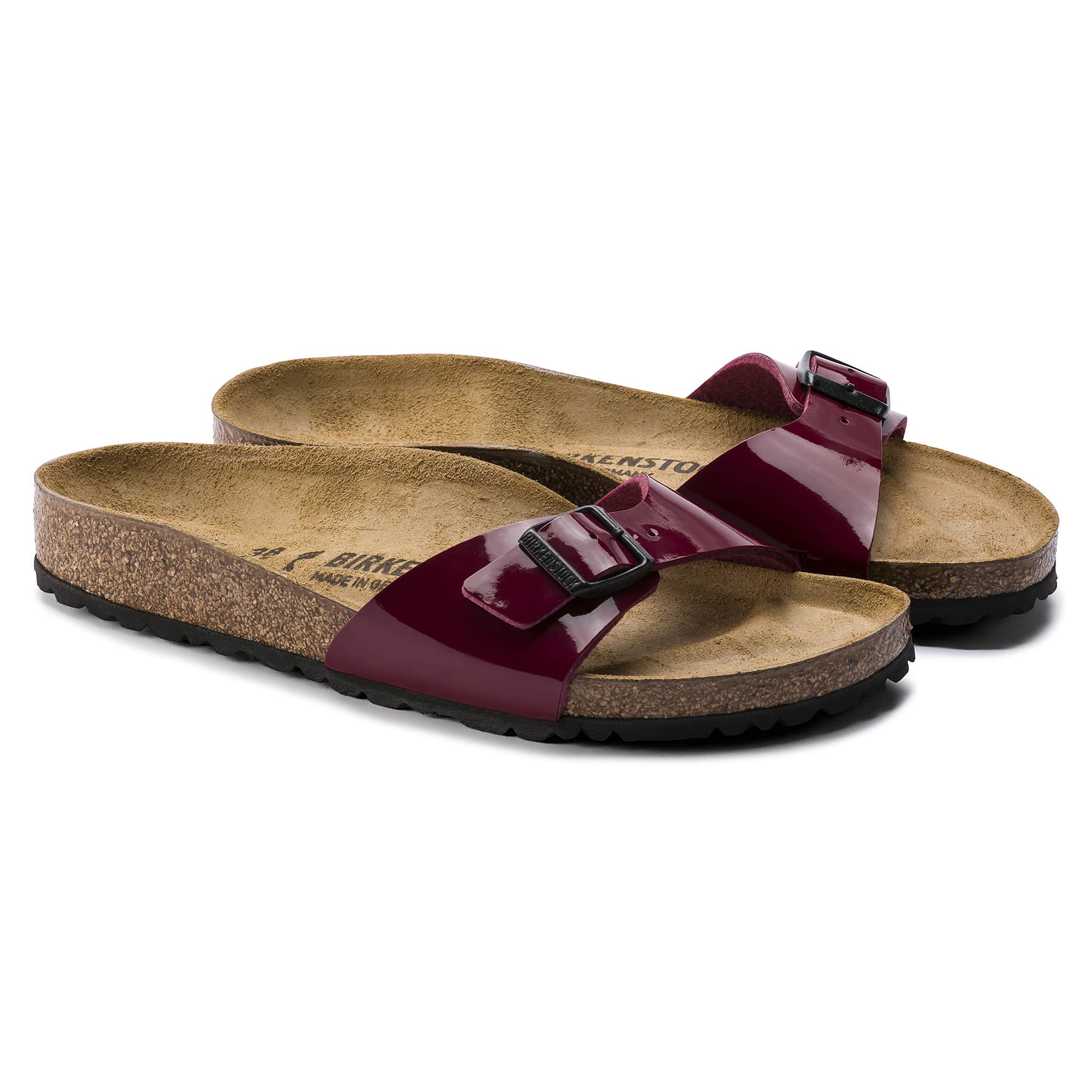 Birkenstock Madrid Verni Bordeaux Port – Mules Une Bride Femme