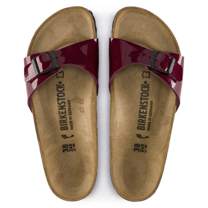 Birkenstock Madrid Verni Bordeaux Port – Mules Une Bride Femme