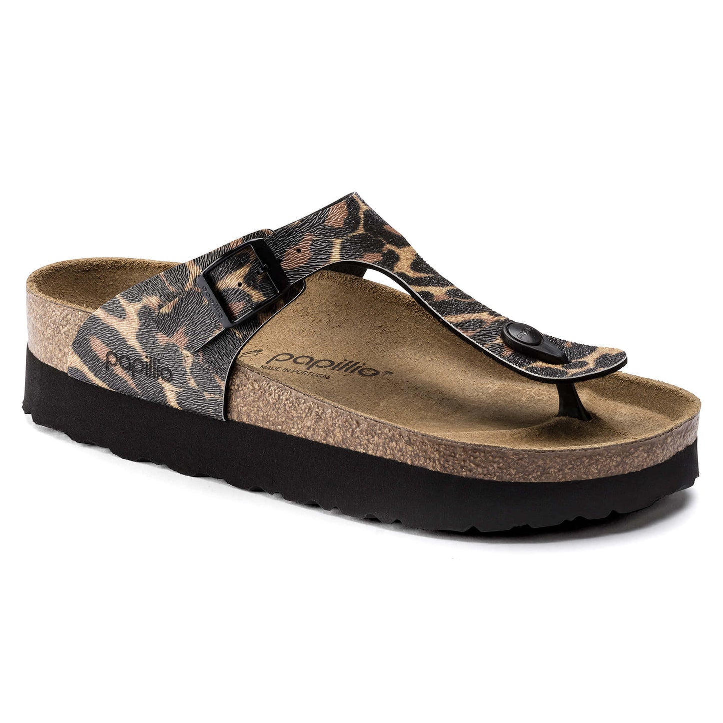 Birkenstock Gizeh Léopard Cognac – Sandales Entredoigt Embossées