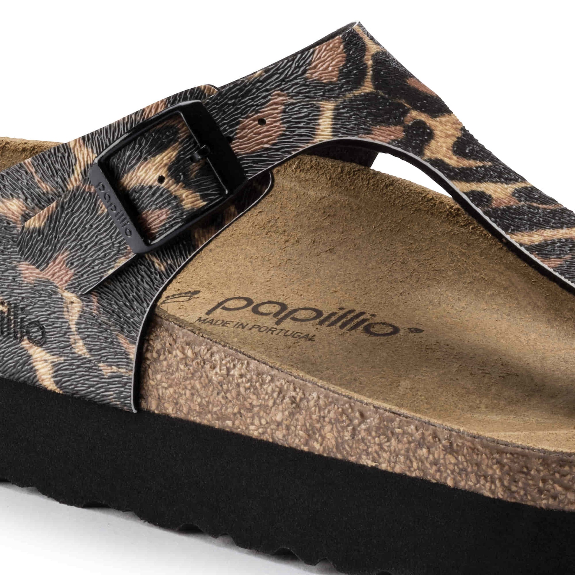 Birkenstock Gizeh Léopard Cognac – Sandales Entredoigt Embossées