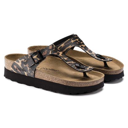 Birkenstock Gizeh Léopard Cognac – Sandales Entredoigt Embossées