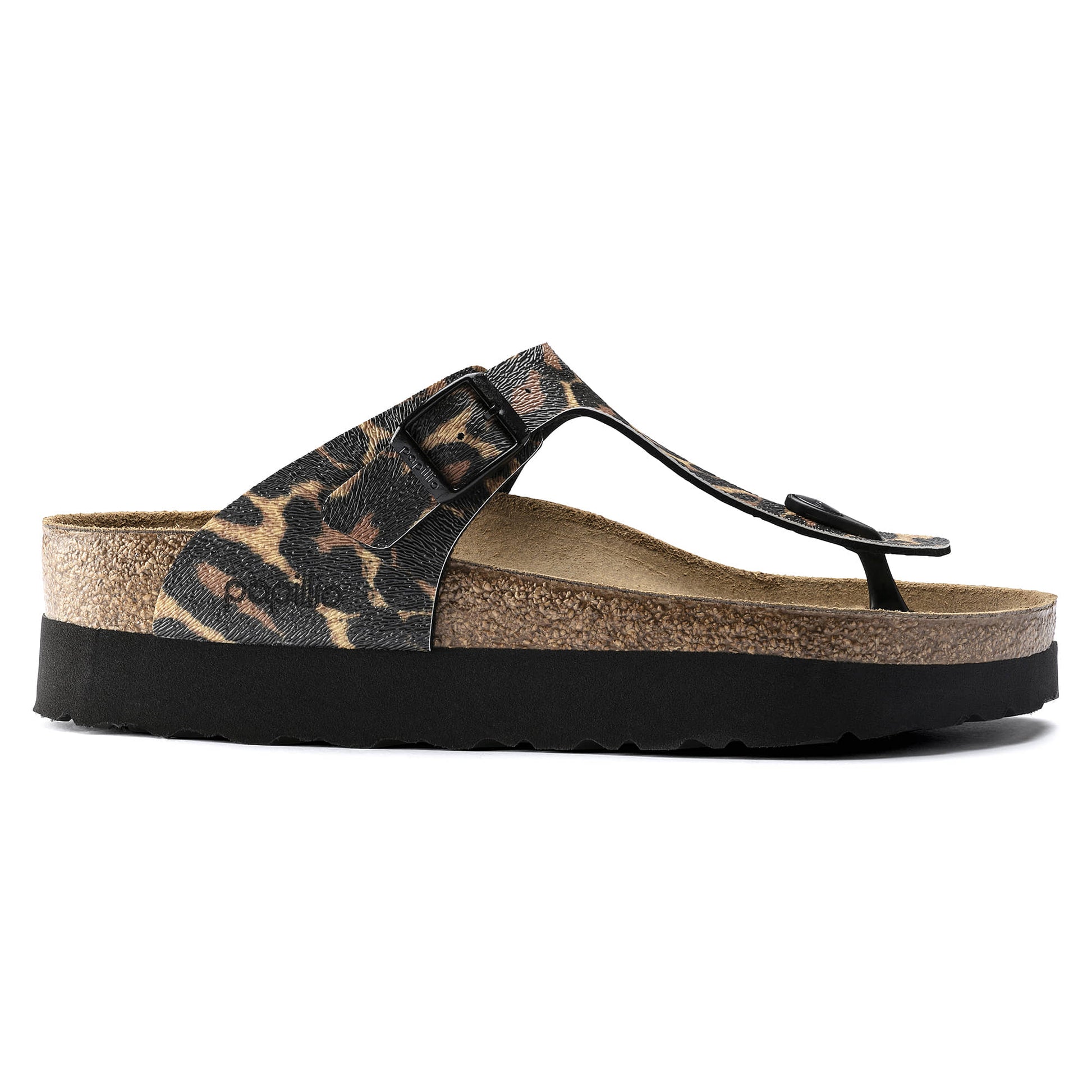 Birkenstock Gizeh Léopard Cognac – Sandales Entredoigt Embossées