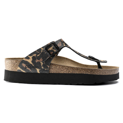 Birkenstock Gizeh Léopard Cognac – Sandales Entredoigt Embossées