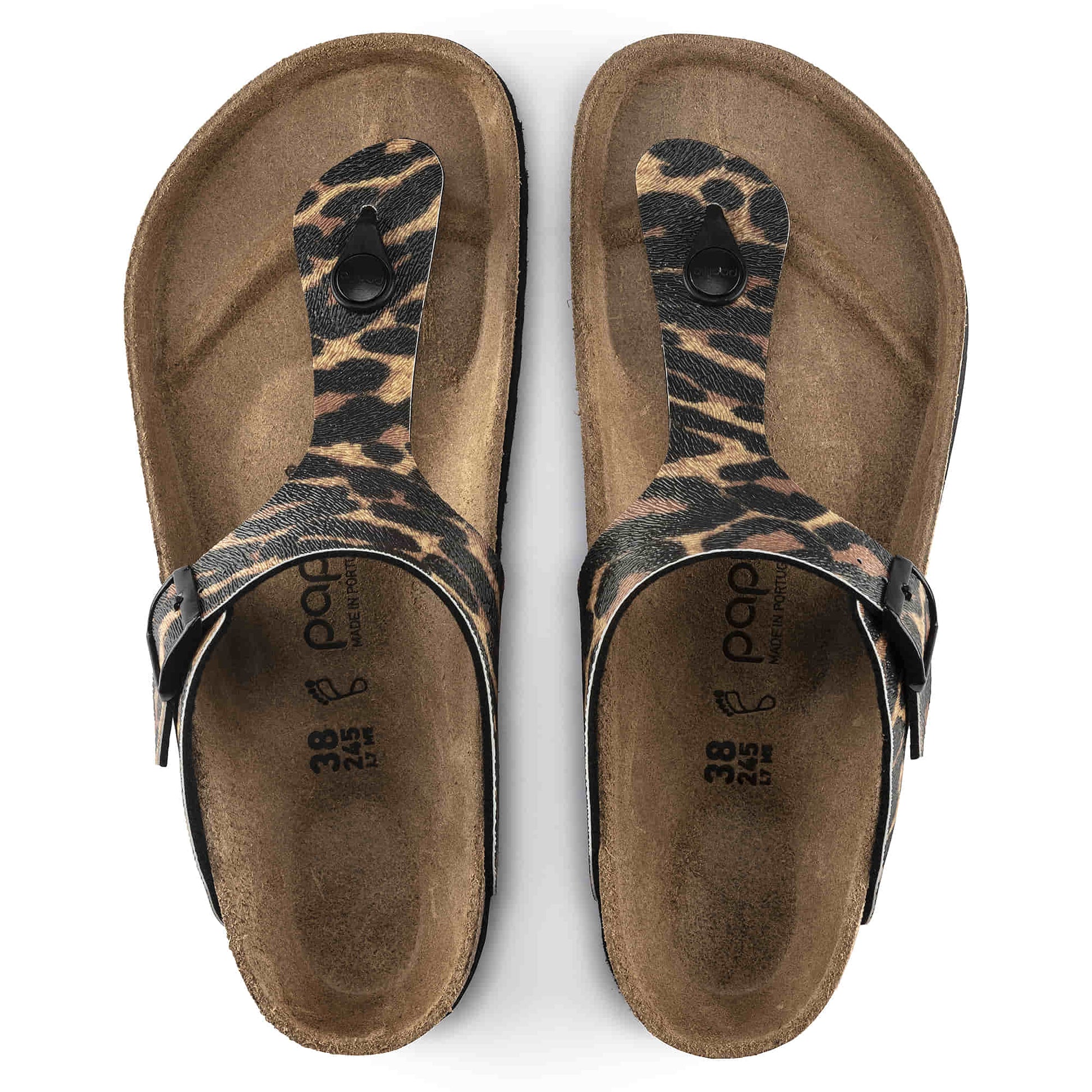 Birkenstock Gizeh Léopard Cognac – Sandales Entredoigt Embossées