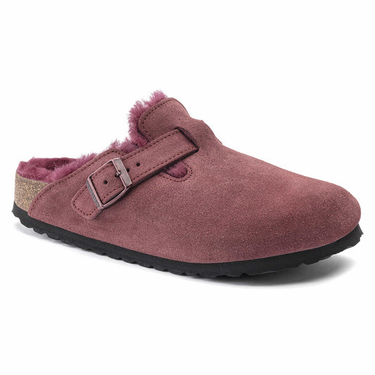 Birkenstock Boston Fourré Bordeaux – Sabots Laine Maroon