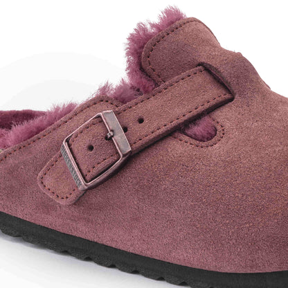 Birkenstock Boston Fourré Bordeaux – Sabots Laine Maroon