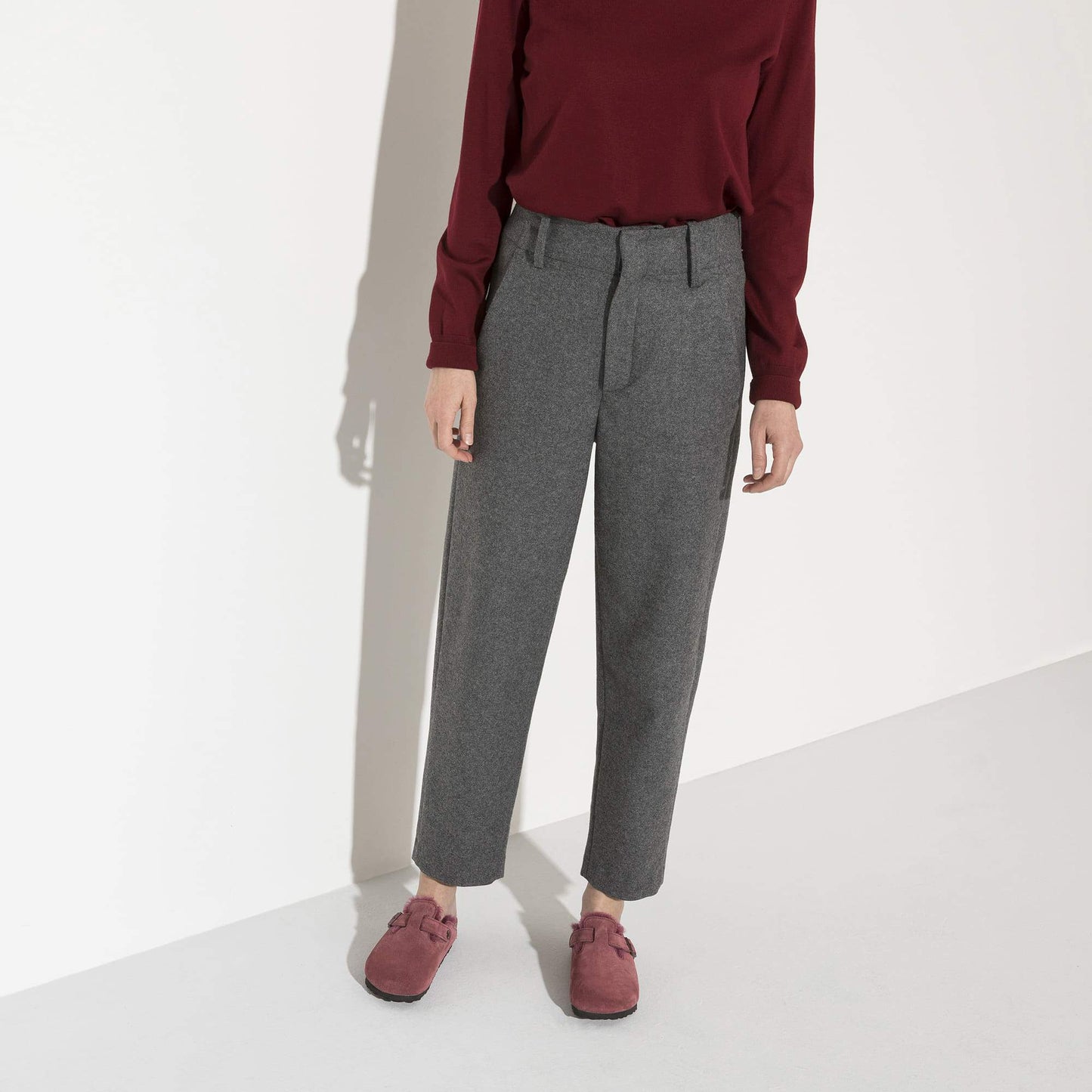 Birkenstock Boston Fourré Bordeaux – Sabots Laine Maroon