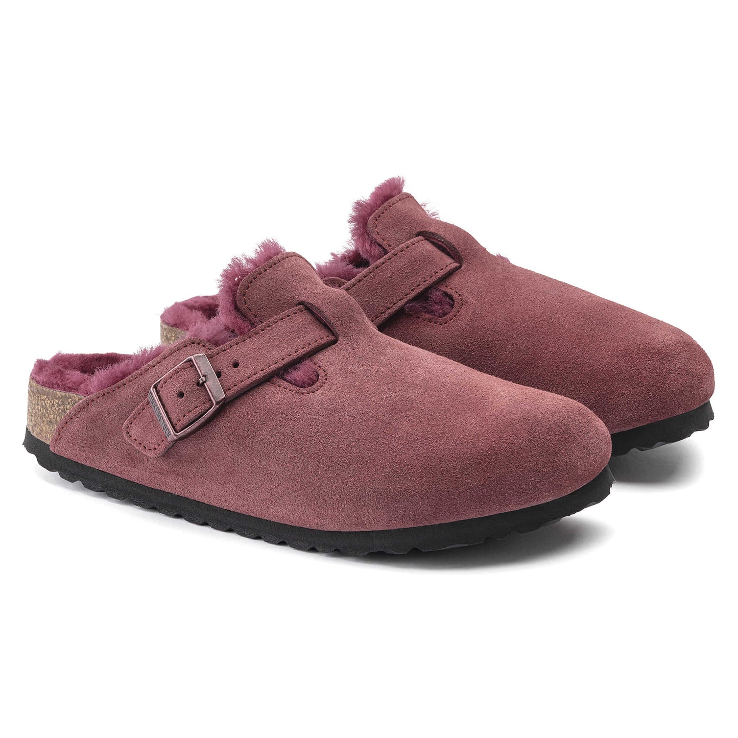 Birkenstock Boston Fourré Bordeaux – Sabots Laine Maroon