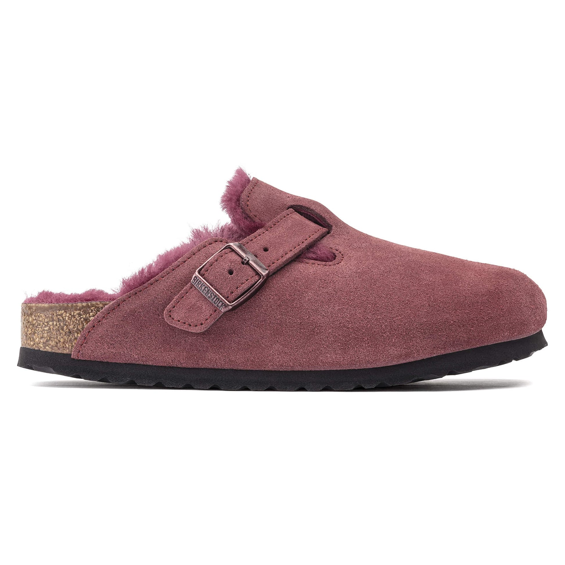 Birkenstock Boston Fourré Bordeaux – Sabots Laine Maroon