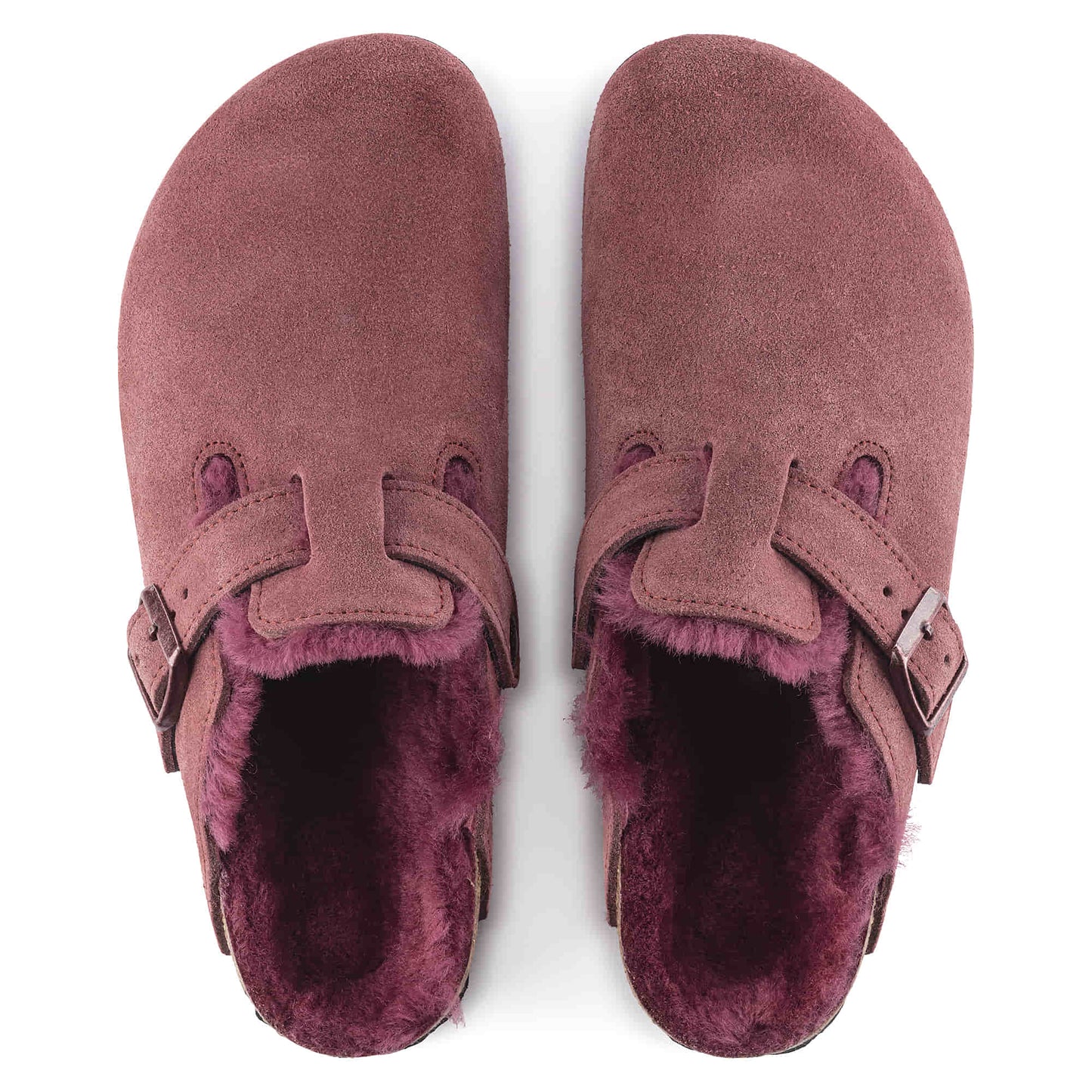 Birkenstock Boston Fourré Bordeaux – Sabots Laine Maroon