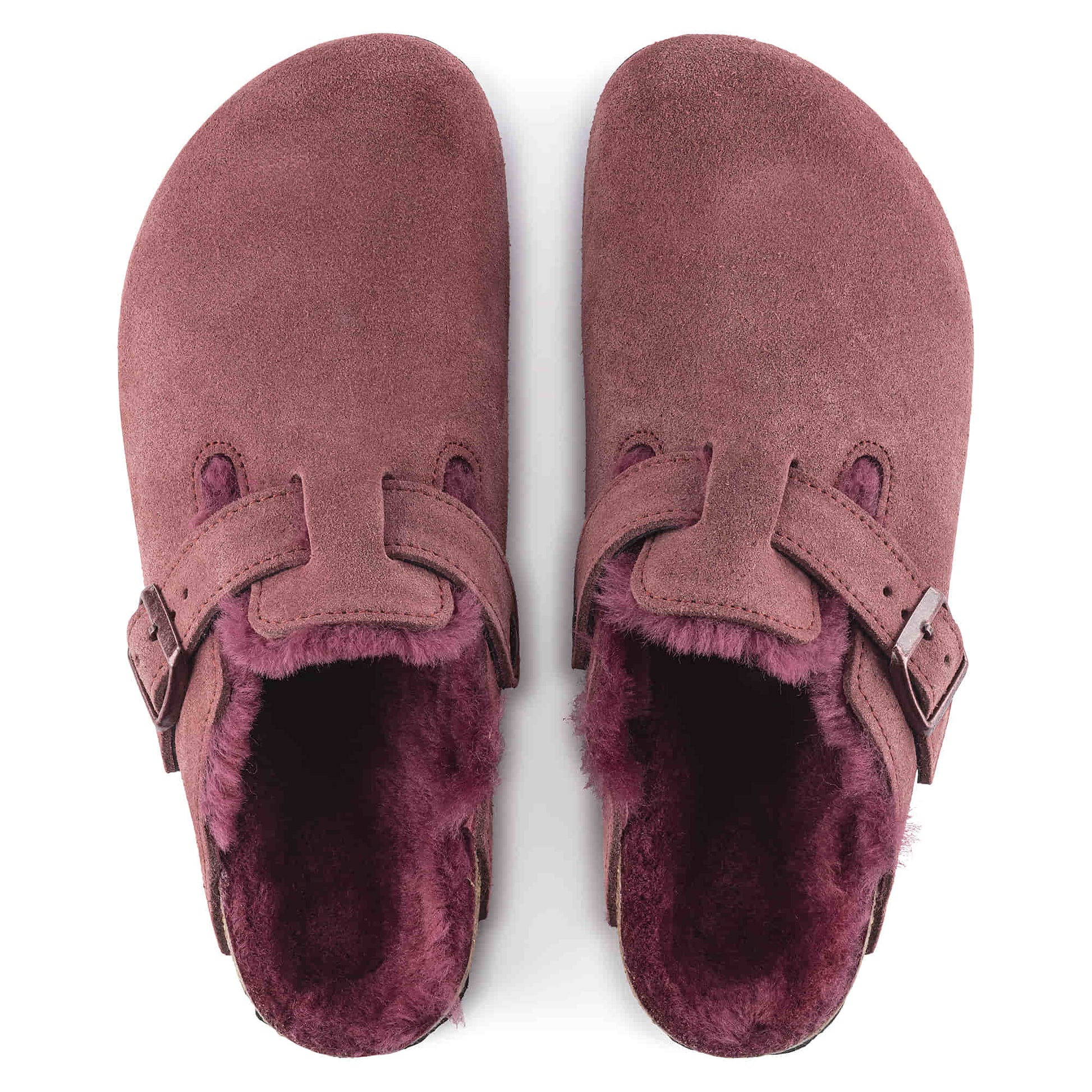 Birkenstock Boston Fourré Bordeaux – Sabots Laine Maroon