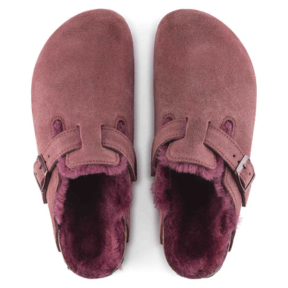 Birkenstock Boston Fourré Bordeaux – Sabots Laine Maroon