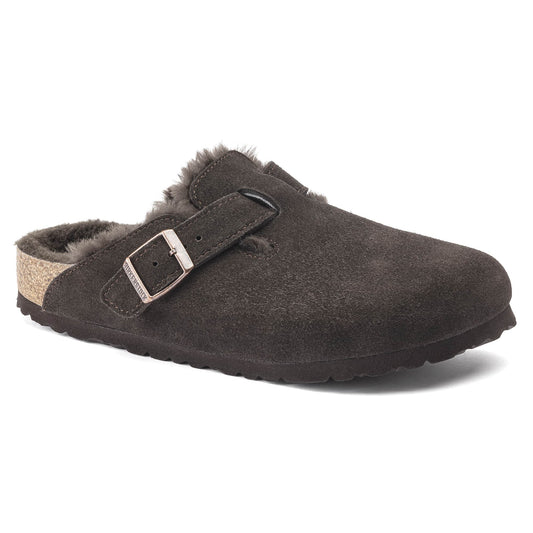 Birkenstock Boston Fourré Mocha – Sabots Daim Laine Moka