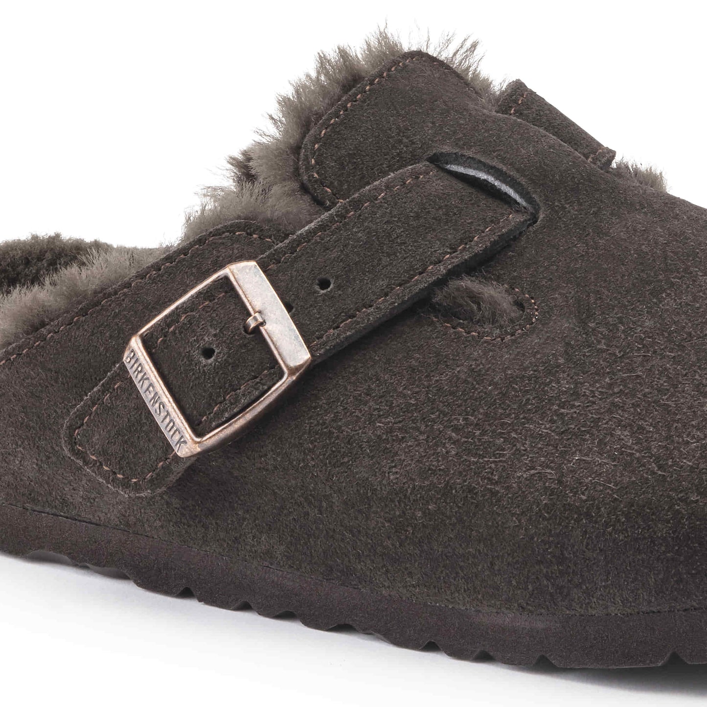 Birkenstock Boston Fourré Mocha – Sabots Daim Laine Moka
