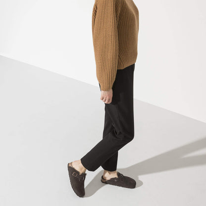 Birkenstock Boston Fourré Mocha – Sabots Daim Laine Moka
