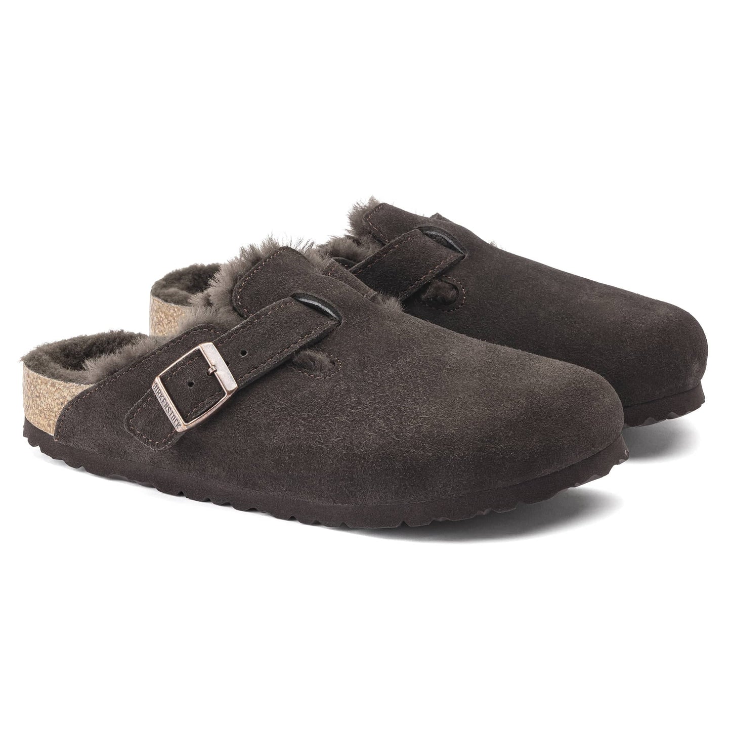 Birkenstock Boston Fourré Mocha – Sabots Daim Laine Moka
