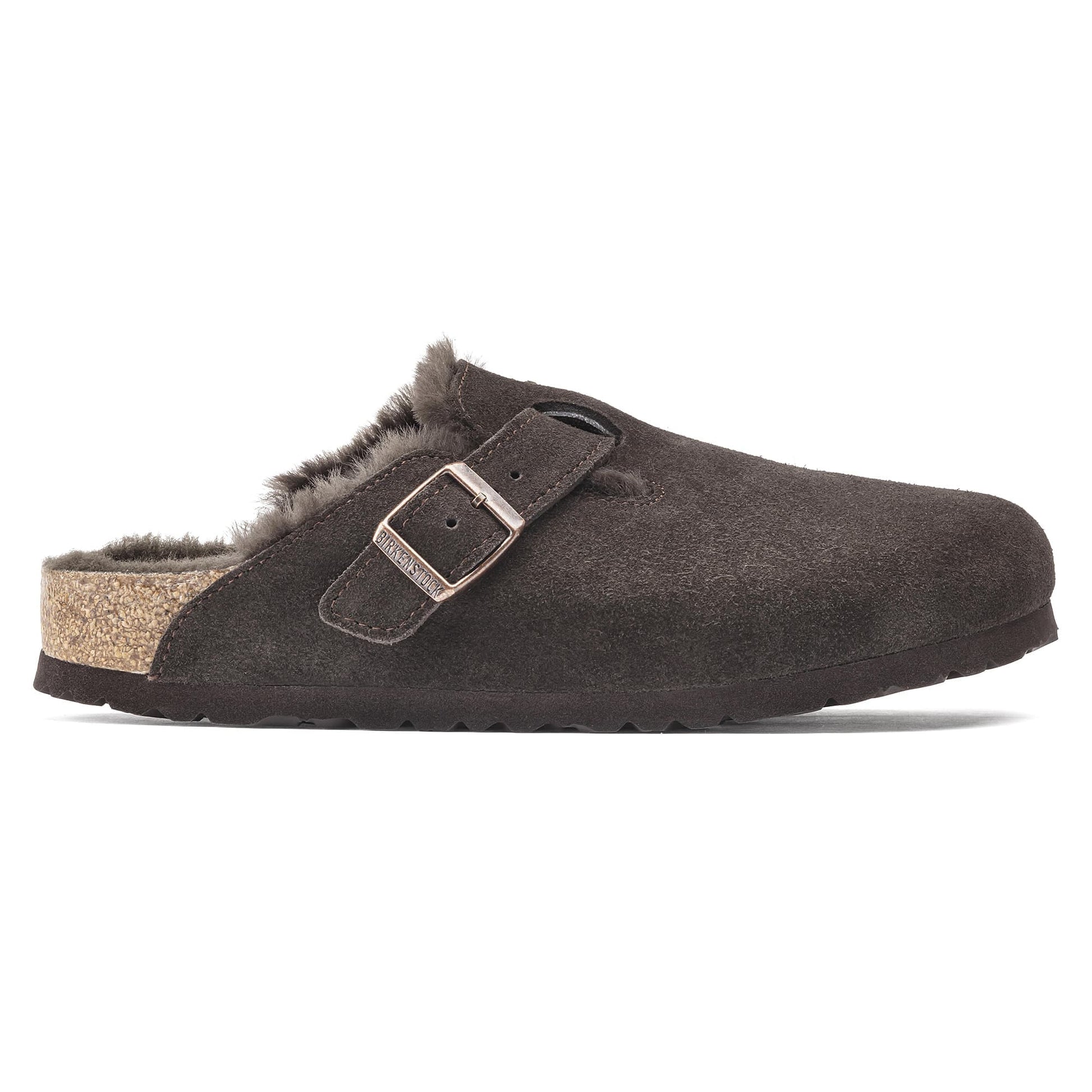 Birkenstock Boston Fourré Mocha – Sabots Daim Laine Moka
