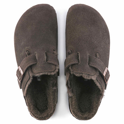 Birkenstock Boston Fourré Mocha – Sabots Daim Laine Moka