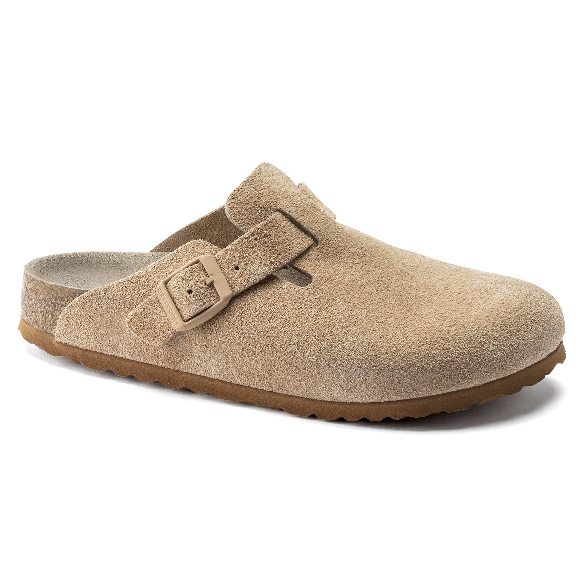 Birkenstock Boston Daim Beige Argile – Sabots Clay Semelle Liège