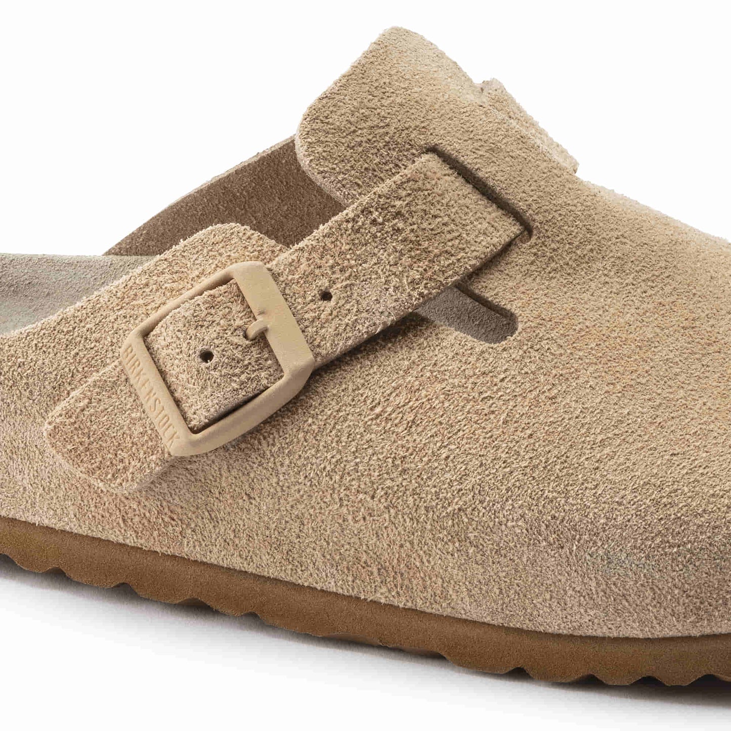 Birkenstock Boston Daim Beige Argile – Sabots Clay Semelle Liège