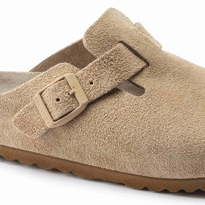 Birkenstock Boston Daim Beige Argile – Sabots Clay Semelle Liège