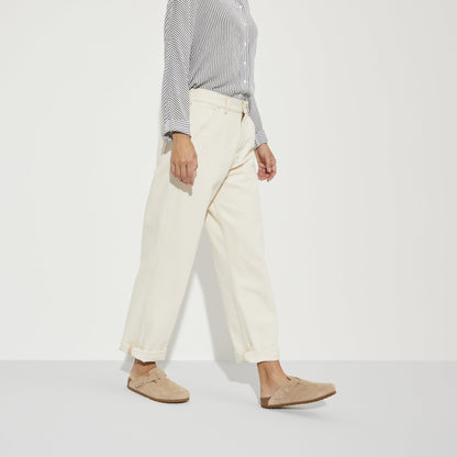 Birkenstock Boston Daim Beige Argile – Sabots Clay Semelle Liège