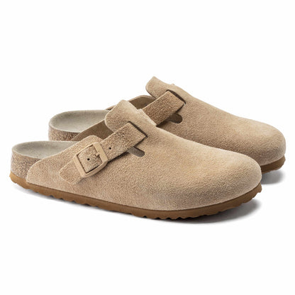 Birkenstock Boston Daim Beige Argile – Sabots Clay Semelle Liège