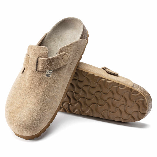 Birkenstock Boston Daim Beige Argile – Sabots Clay Semelle Liège
