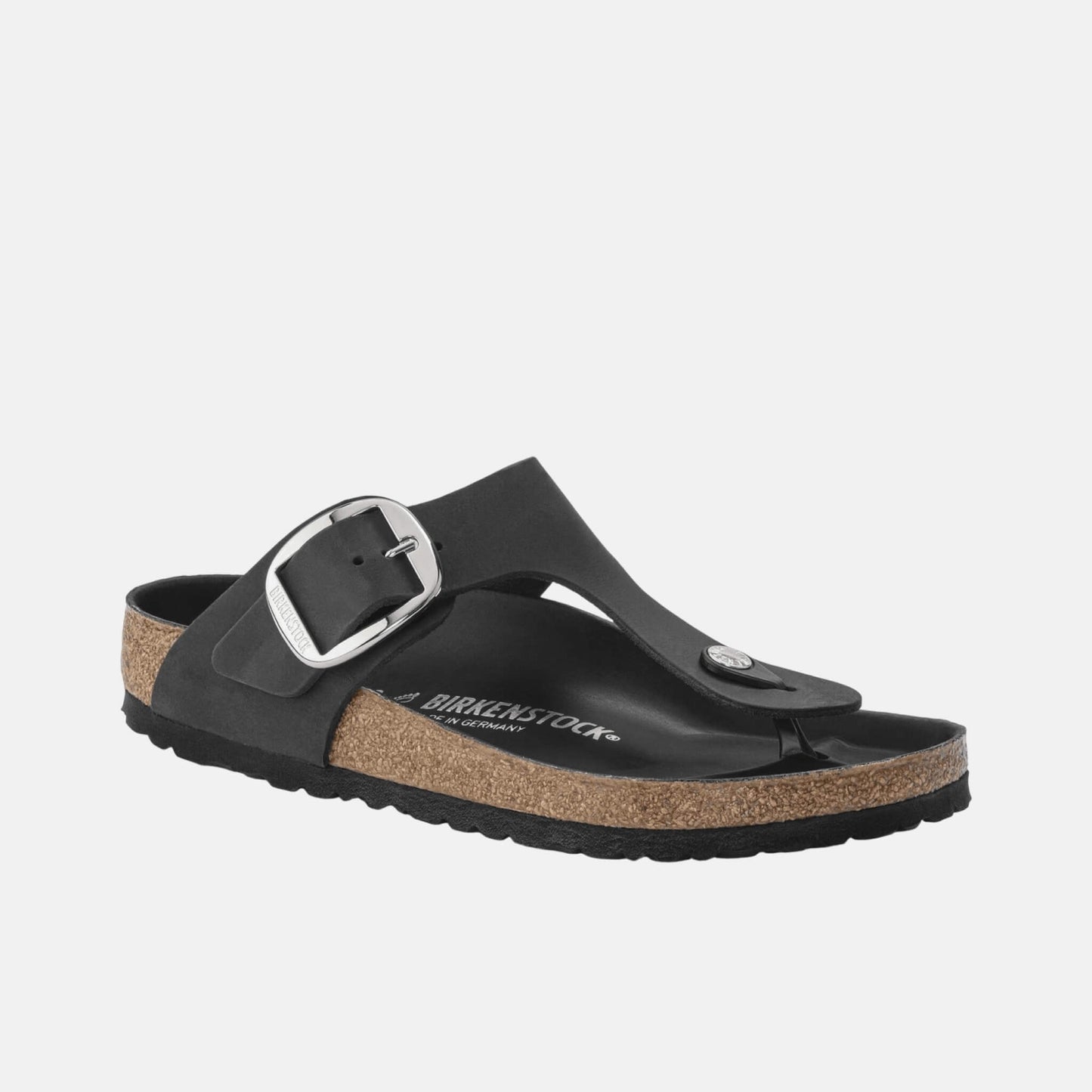 Birkenstock Gizeh Big Buckle Cuir Huilé Noir – Tongs Grande Boucle