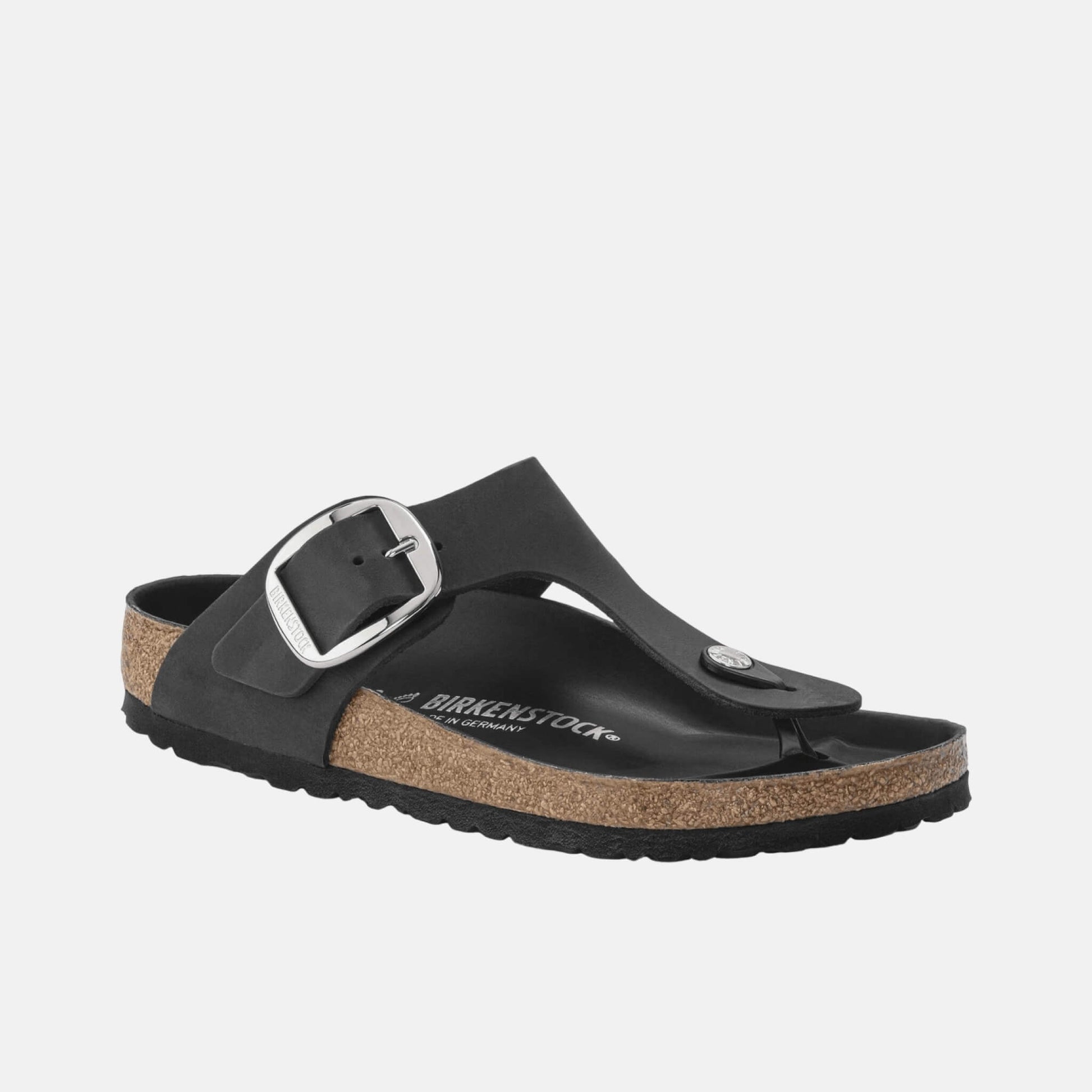 Birkenstock Gizeh Big Buckle Cuir Huilé Noir – Tongs Grande Boucle