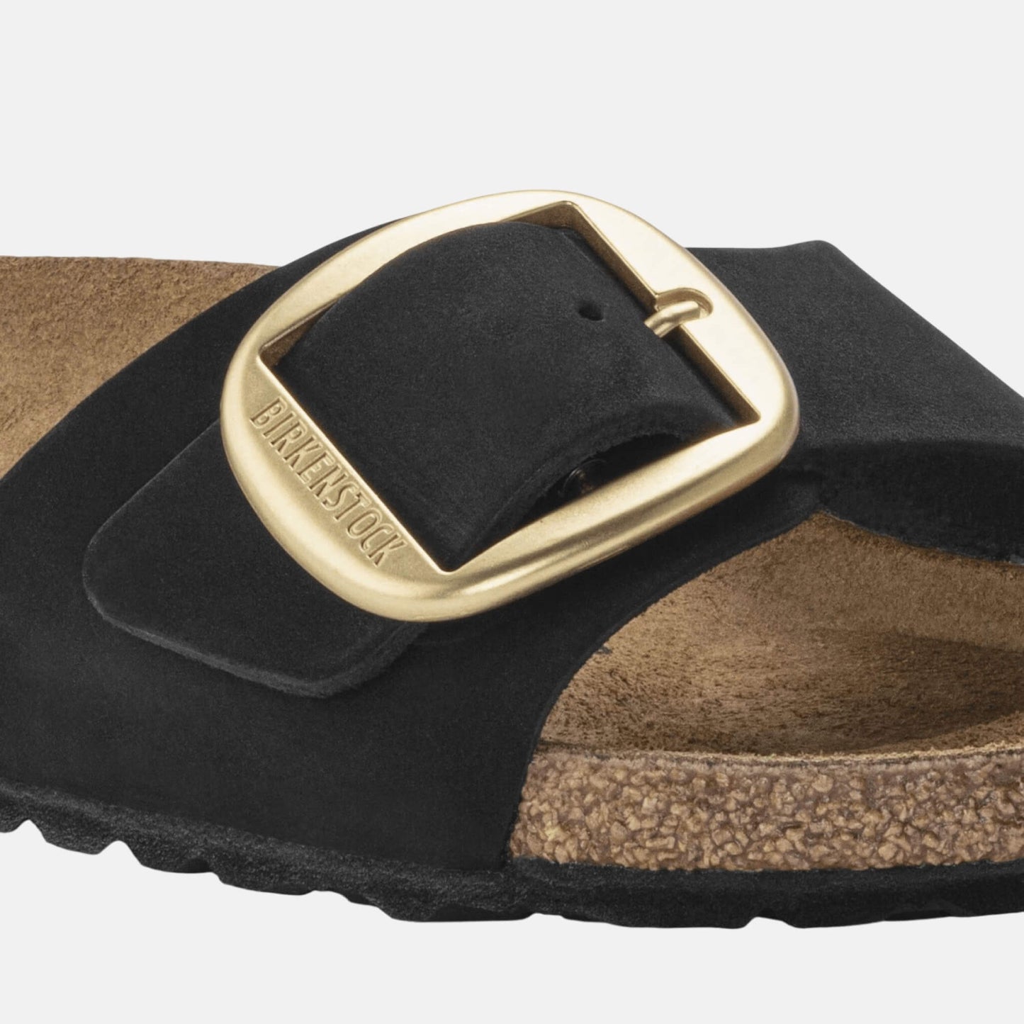 Birkenstock Madrid Big Buckle Nubuck Noir – Mules Grande Boucle Cuir Mat