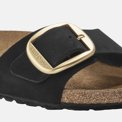 Birkenstock Madrid Big Buckle Nubuck Noir – Mules Grande Boucle Cuir Mat