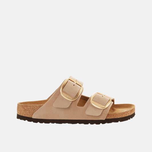 Birkenstock Arizona Big Buckle Nubuck Beige – Sandales Grande Boucle