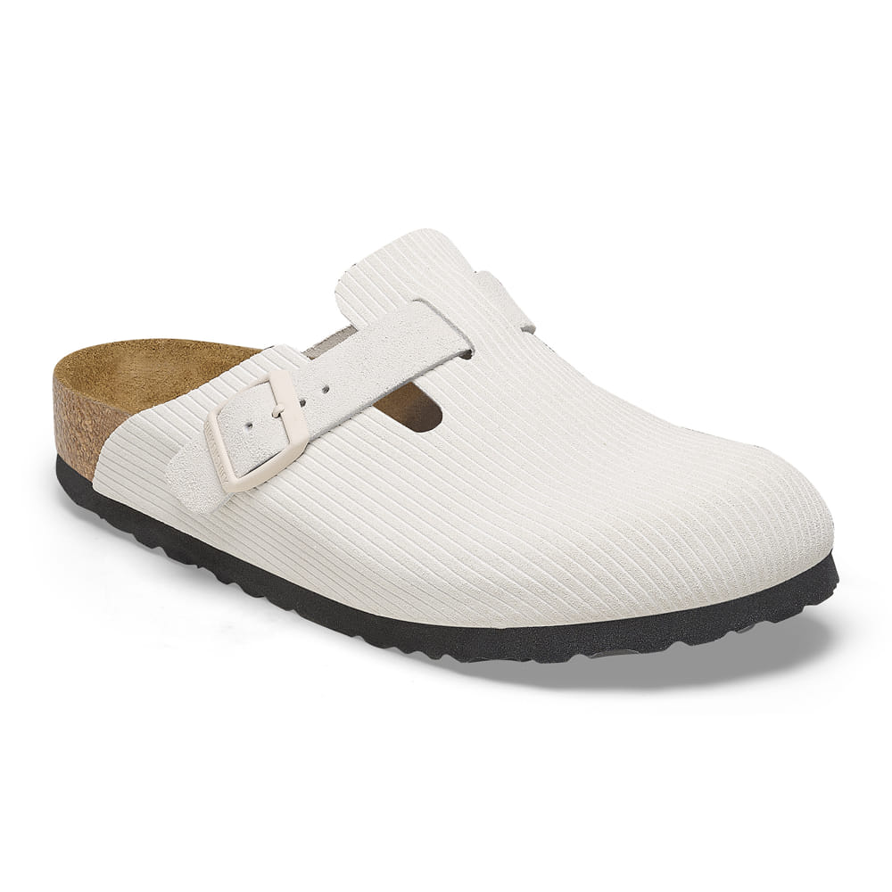 Birkenstock Boston Corduroy Blanc Antique – Sabots Daim Côtelé Écru