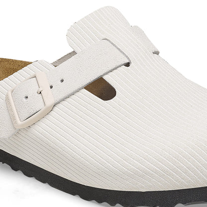 Birkenstock Boston Corduroy Blanc Antique – Sabots Daim Côtelé Écru