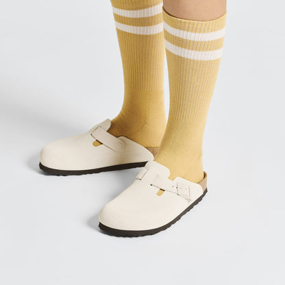Birkenstock Boston Corduroy Blanc Antique – Sabots Daim Côtelé Écru