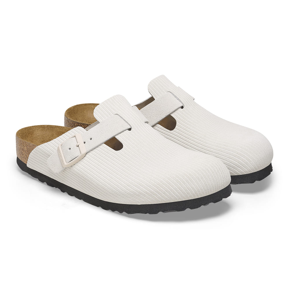 Birkenstock Boston Corduroy Blanc Antique – Sabots Daim Côtelé Écru