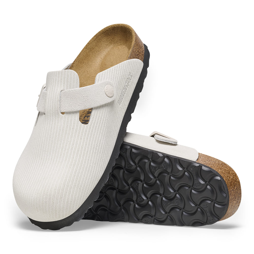 Birkenstock Boston Corduroy Blanc Antique – Sabots Daim Côtelé Écru