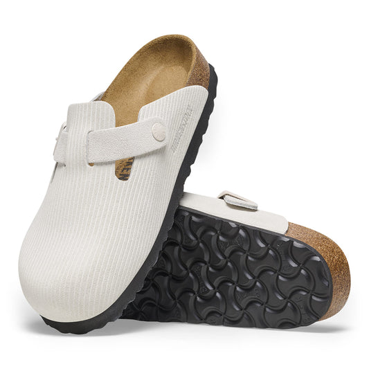 Birkenstock Boston Corduroy Blanc Antique – Sabots Daim Côtelé Écru