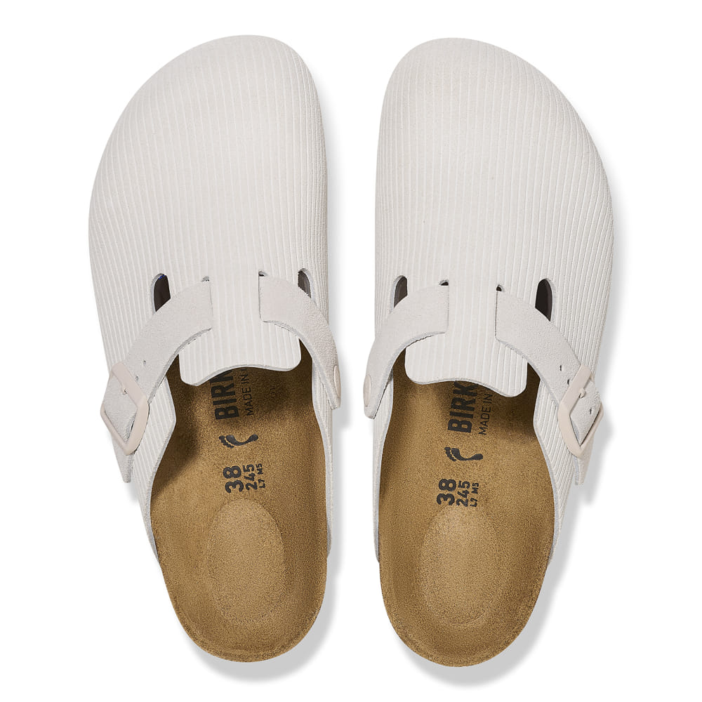 Birkenstock Boston Corduroy Blanc Antique – Sabots Daim Côtelé Écru